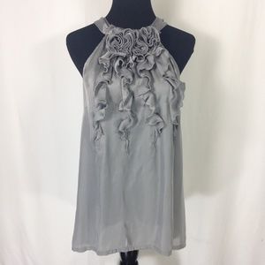 Apt. 9 Grey ruffle sleeveless top L